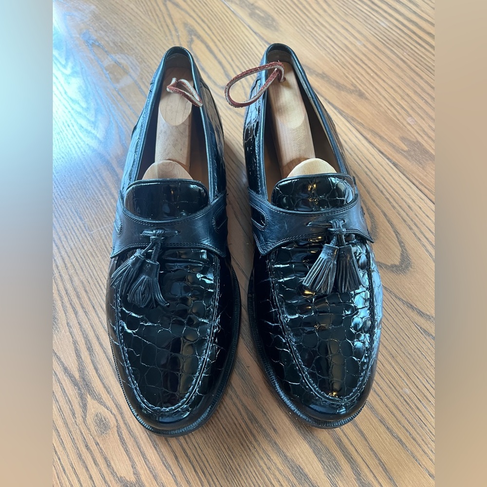 Johnston & Murphy Black Tassel Slip-On Loafers